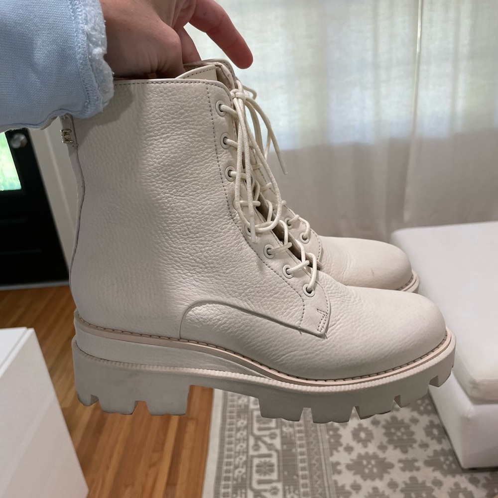 Cream combat boots